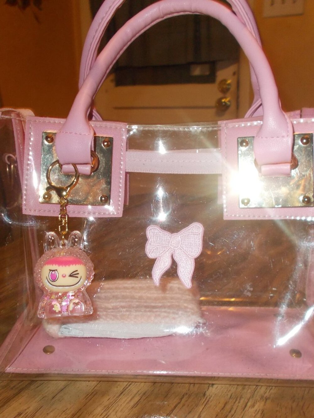 PINK CLEAR TOTE HANDBAG